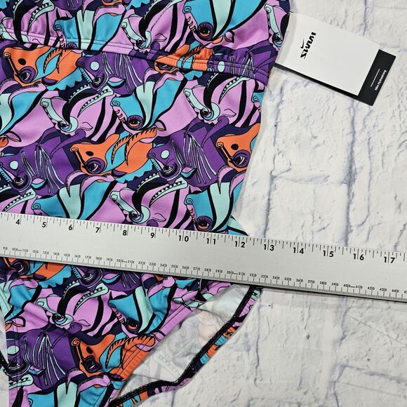 Nike WOMENS SZ M HydraStrong Bulls Ox Printed Purple One Piece Swimsuit Beach - Picture 4 of 13